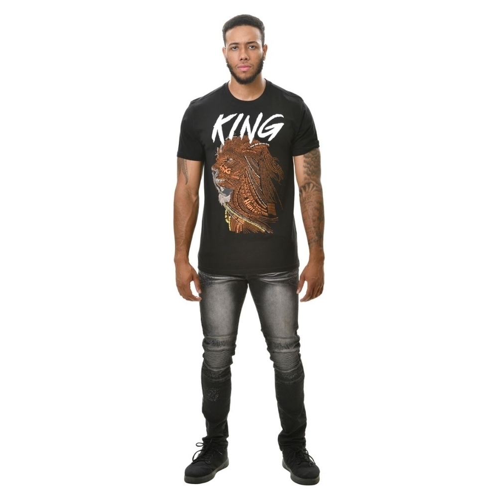 Black Short Sleeve Tee with Fierce Graphic Design - Picture 5 of 5